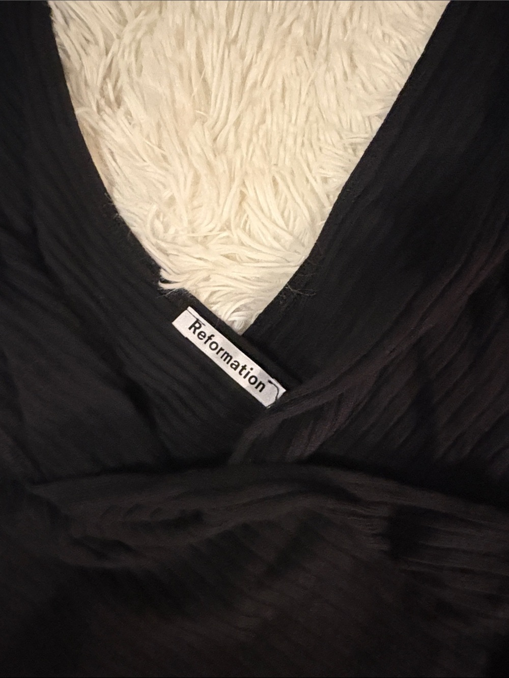 Reformation Black Ribbed Off-Shoulder Top - Picture 5 of 7